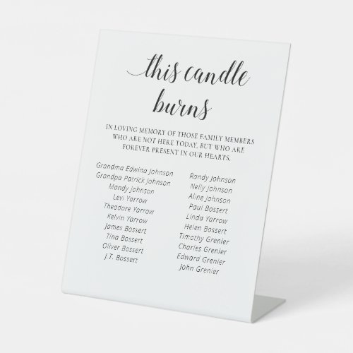 Elegant This Candle Burns Family Reunion Memorial Pedestal Sign