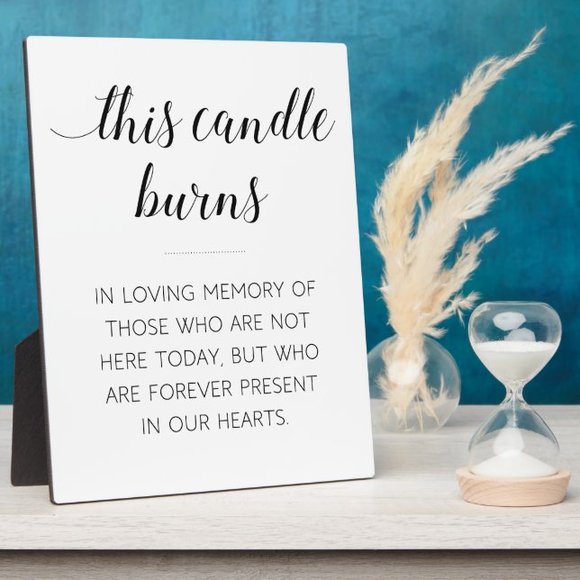 Elegant This Candle Burns In Loving Memory Sign Plaque (Side)