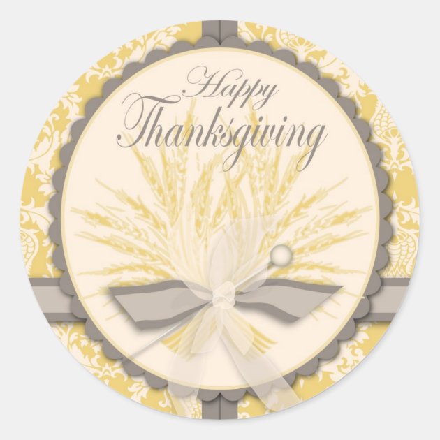 Elegant Thistle And Wheat Thanksgiving Classic Round Sticker