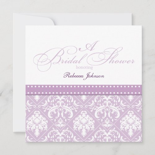 Elegant Thistle Purple damask Bridal Shower Personalized Invitations