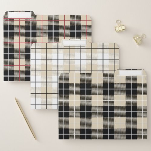 Elegant Thompson Camel Plaid Pattern File Folder