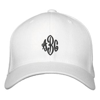 Elegant Three Letter Initials Script Monogram Embroidered Baseball Cap by monogramgallery at Zazzle