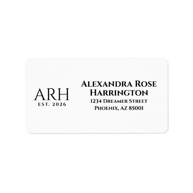 Elegant Three Letter Monogram   Label (Front)