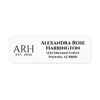 Elegant Three Letter Monogram Return Address Label