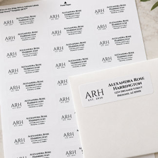 Elegant Three Letter Monogram Return Address Label