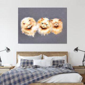 Elegant Three Persian Cats Vintage Feline Canvas Print