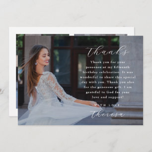 Elegant Three Photo Quinceanera Thank You Invitation