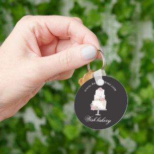 Elegant Three Tier Cake Bakery Monogram Keychain