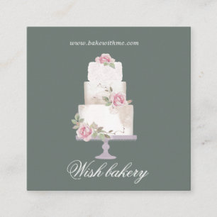 elegant three tier cake bakery square square business card