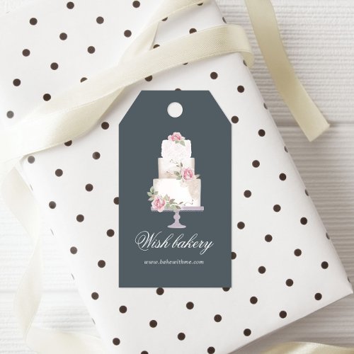 Elegant Three Tier Cake Monogram Bakery Gift Tags