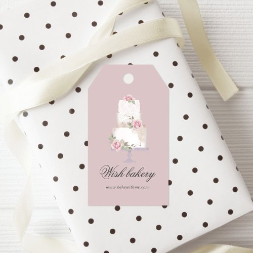 Elegant Three Tier Cake Monogram Bakery Gift Tags