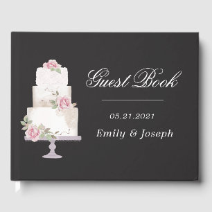 Elegant Three Tier Wedding Cake Monogram Guest Book