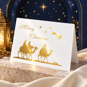 Elegant Three Wise Men Gold Foil Christmas Card