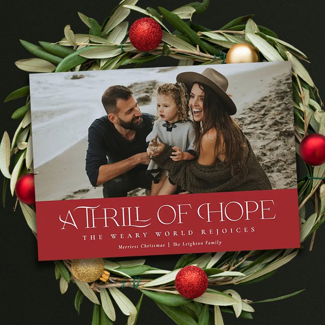 Elegant Thrill of Hope | Red Photo Christmas   Holiday Card (Creator Uploaded)