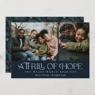 Elegant Thrill of Hope Two Photo Christmas   Holiday Card