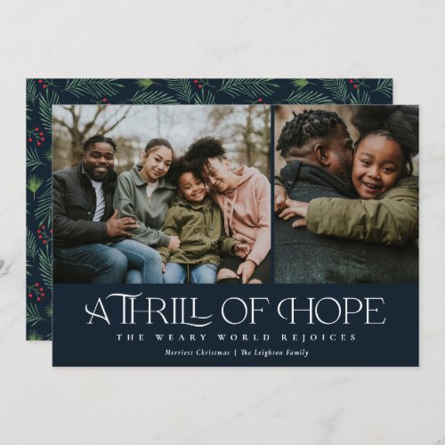 Elegant Thrill of Hope Two Photo Christmas   Holiday Card