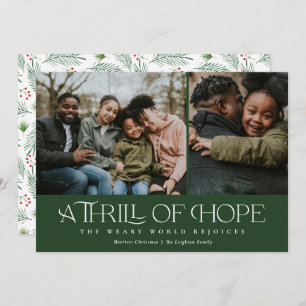 Elegant Thrill of Hope Two Photo Christmas Holiday Card