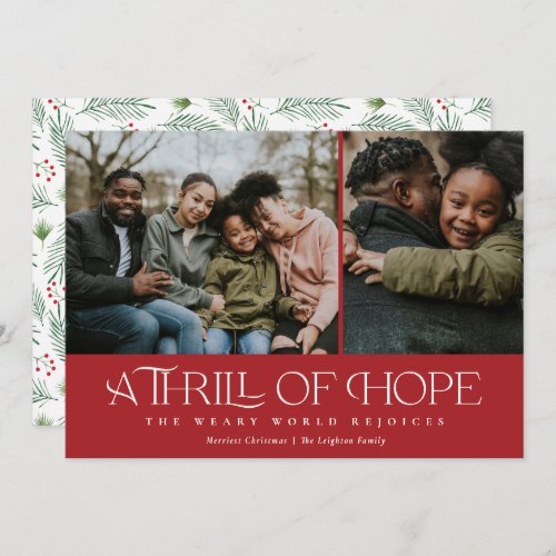 Elegant Thrill of Hope Two Photo Christmas  Holiday Card