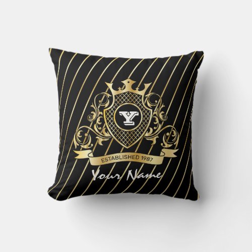 Elegant Throw Pillow with Gold Monogram