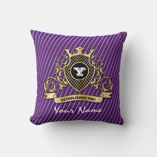 Elegant Throw Pillow with Gold Monogram