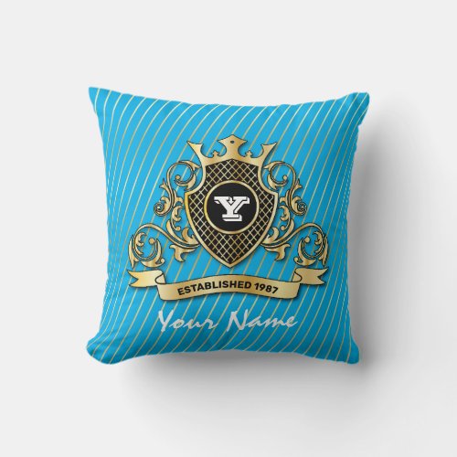 Elegant Throw Pillow with Gold Monogram