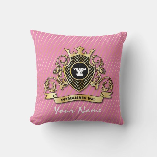 Elegant Throw Pillow with Gold Monogram