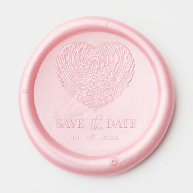 Elegant Thumbprint Save the Date Wedding Heart Wax Seal Sticker (Front)
