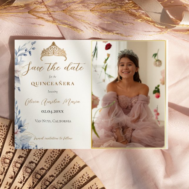 Elegant Tiara Quinceañera Photo Save the date (Creator Uploaded)