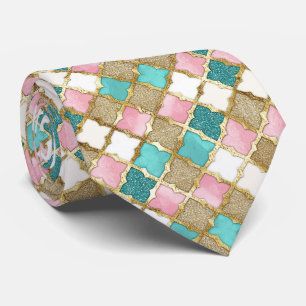 Elegant Tie in Pink and Turquoise