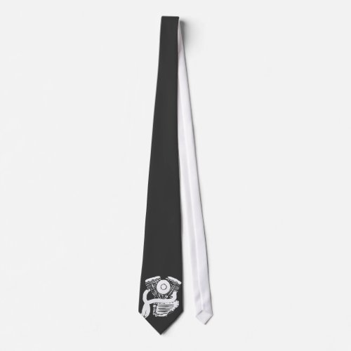 Elegant Tie with white Harley Panhead Motor