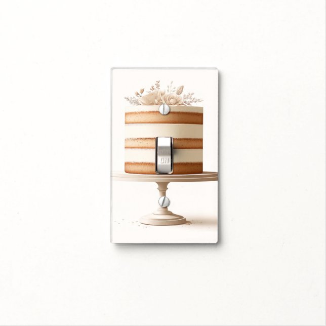 Elegant Tier White Floral Cake Bakery Kitchen Light Switch Cover (In Situ)
