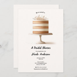 Elegant Tier White Floral Cake Bridal Shower Invitation