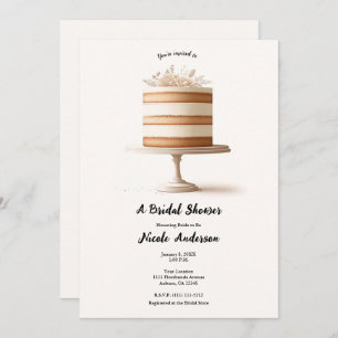 Elegant Tier White Floral Cake Bridal Shower Invitation