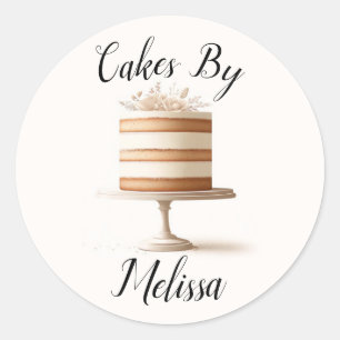 Elegant Tier White Floral Wedding Cake Bakery  Classic Round Sticker