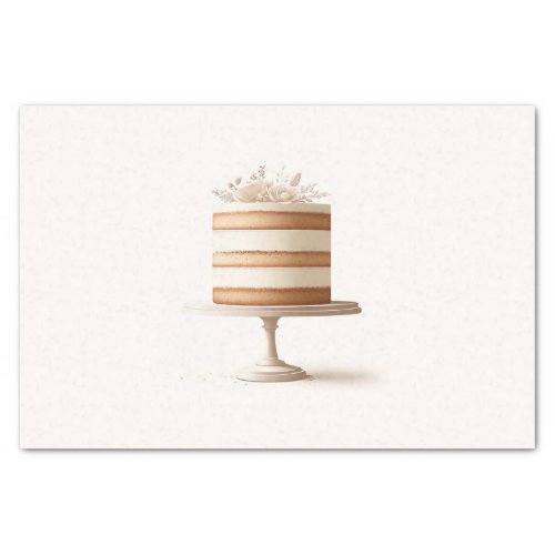 Elegant Tier White Floral Wedding Cake Bakery  Tissue Paper