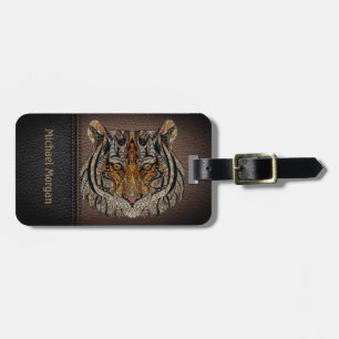 Elegant, Tiger Head Leathe Look- Personalized Luggage Tag