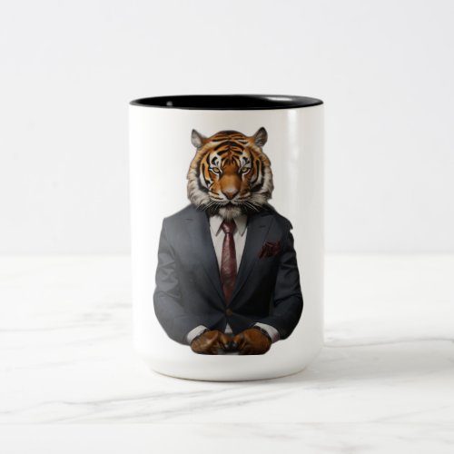 Elegant Tiger in a Suit Mug _ A Unique Blend of S
