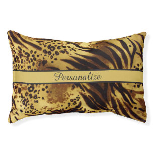 Elegant Tiger Skin Pattern Black & Gold Cat Dog Pet Bed