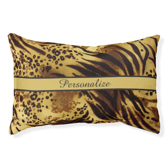 Elegant Tiger Skin Pattern Black & Gold Cat Dog Pet Bed (Front)