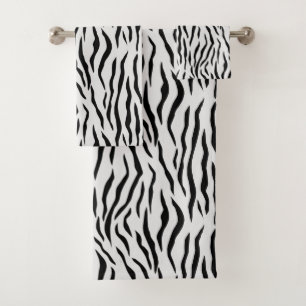 Elegant tiger skin pattern in black & light gray bath towel set