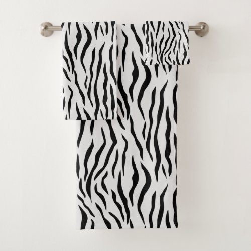 Elegant tiger skin pattern in black  light gray bath towel set
