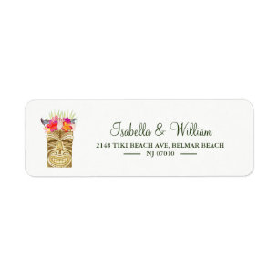 Elegant Tiki Tropical Summer Wedding Address Label
