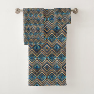 Elegant tile art deco pattern bath towel set