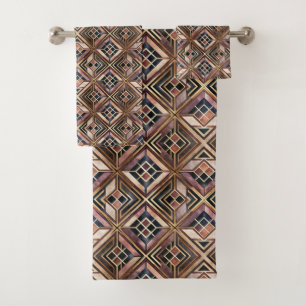 Elegant tile art deco pattern  bath towel set