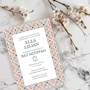 Elegant Tile Pattern Custom B'nai Bat Bar Mitzvah  Invitation