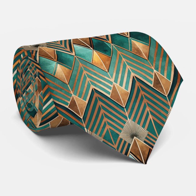 Elegant tiled Art Deco pattern  Neck Tie (Rolled)