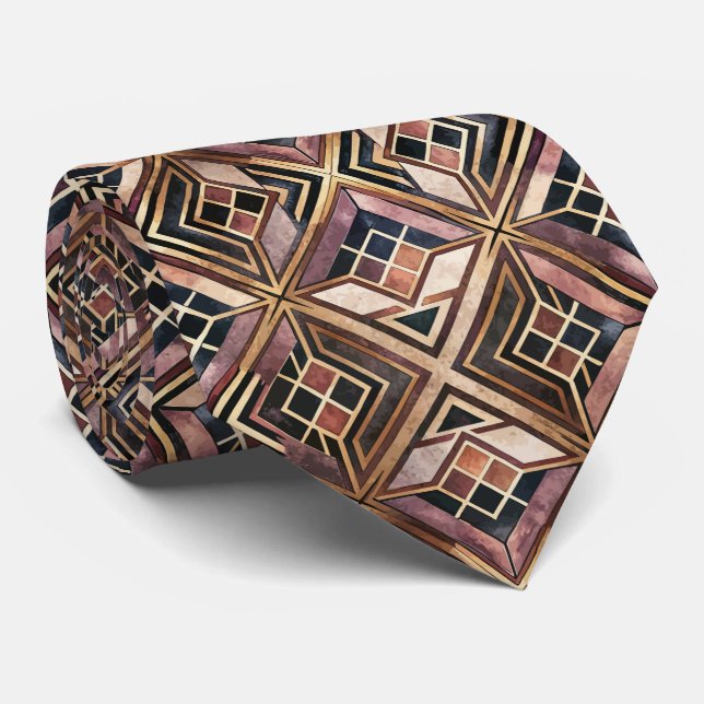 Elegant tiled Art Deco pattern Neck Tie (Rolled)