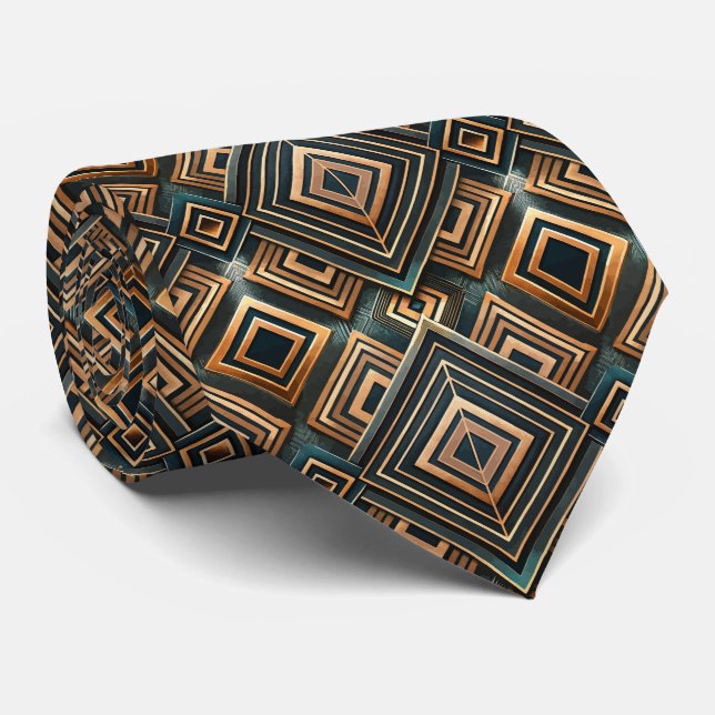 Elegant tiled Art Deco pattern  Neck Tie (Rolled)