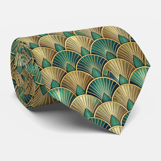 Elegant tiled Art Deco pattern  Neck Tie (Rolled)