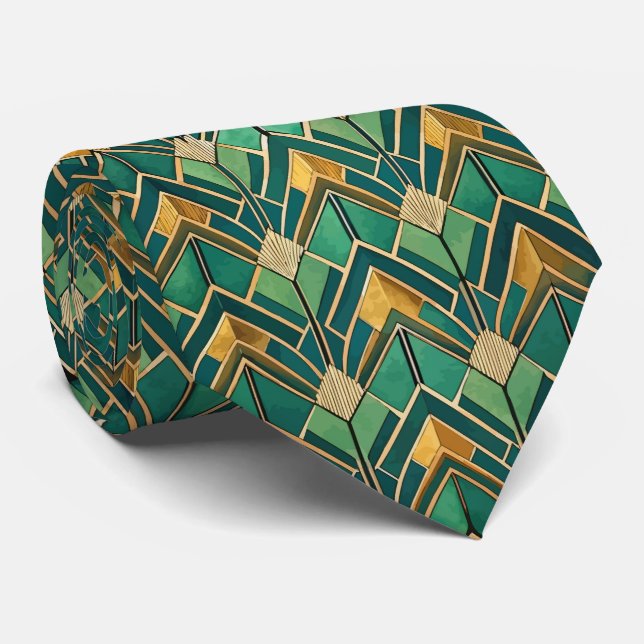Elegant tiled Art Deco pattern  Neck Tie (Rolled)